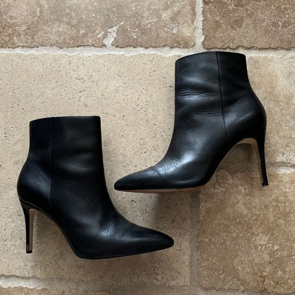 ALDO Black Leather Pointed Stiletto Boots